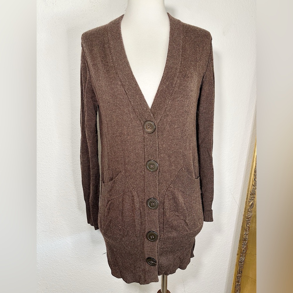 Vintage Express Brown Wool Blend Button Front Cardigan Size XS